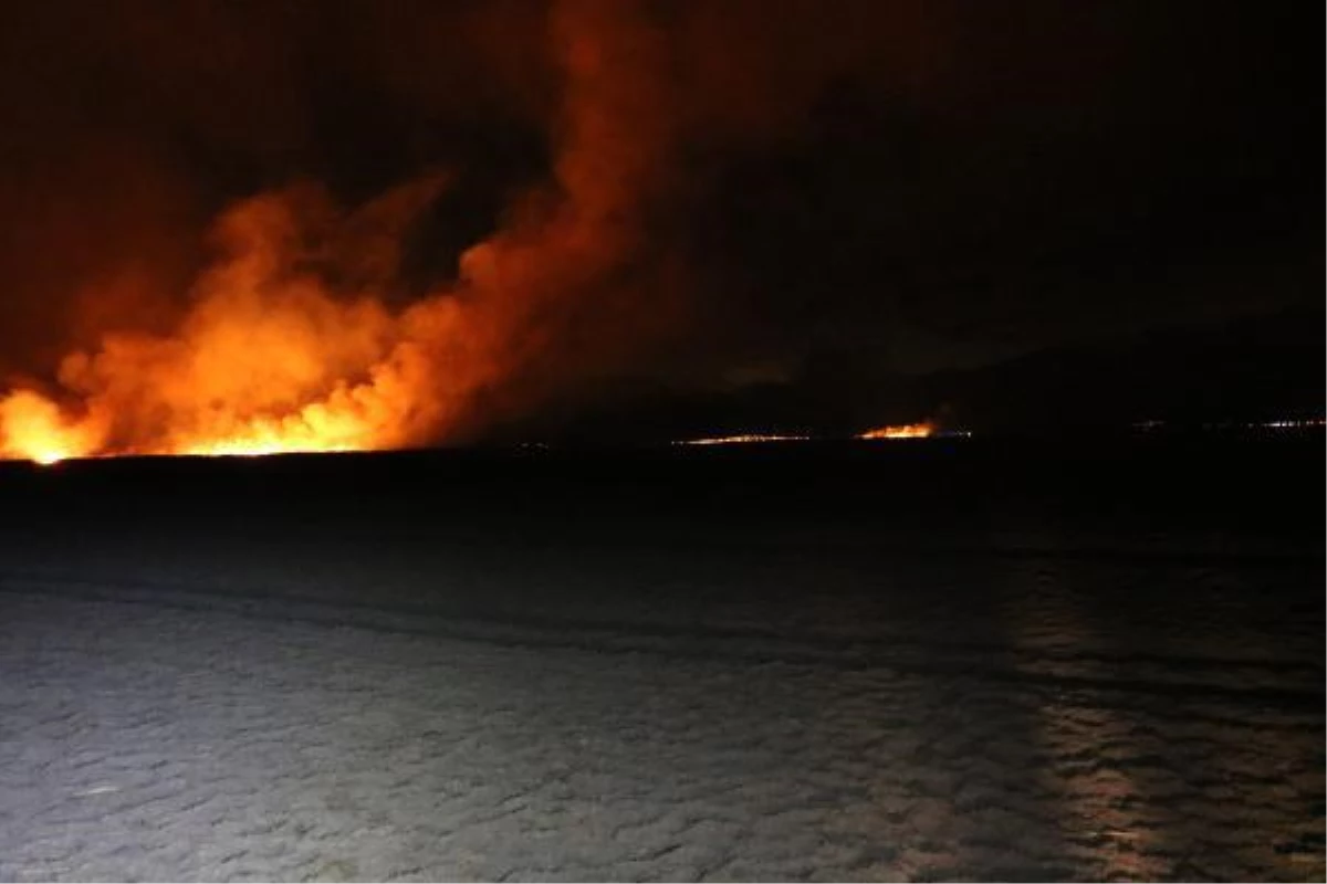 Son dakika: Eber Gölü\'nde 1,5 kilometrekarelik kamışlık alan yandı