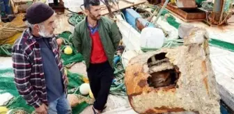 1. Dünya Savaşı'ndan kalma 200 kiloluk mayın parçası balıkçı ağlarına takıldı
