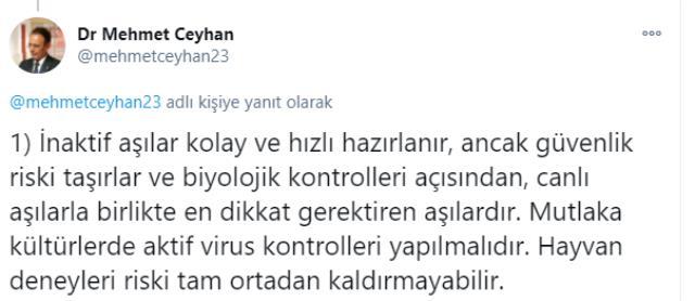 Prof. Dr. Mehmet Ceyhan, Çin'den gelecek aşının arkasındaki tehlike dikkat çekti