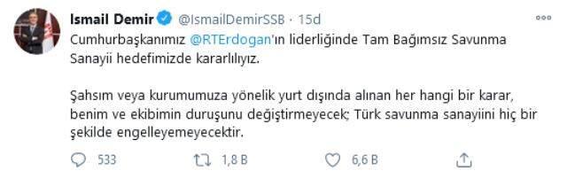 ABD yaptırımlarının hedefindeki İsmail Demir'den ilk açıklama: Benim ve ekibimin duruşunu değiştirmeyecek