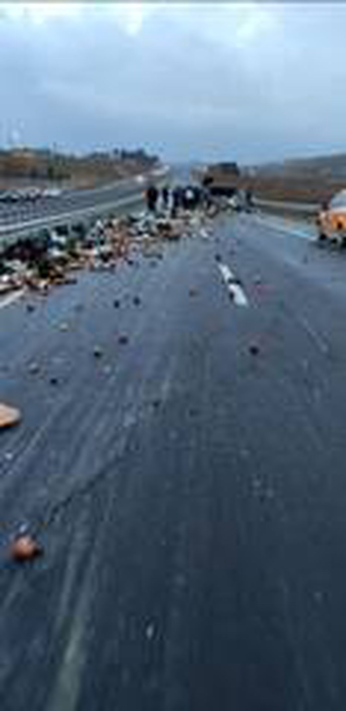 Elma yüklü kamyonet devrildi, yol trafiğe kapandı