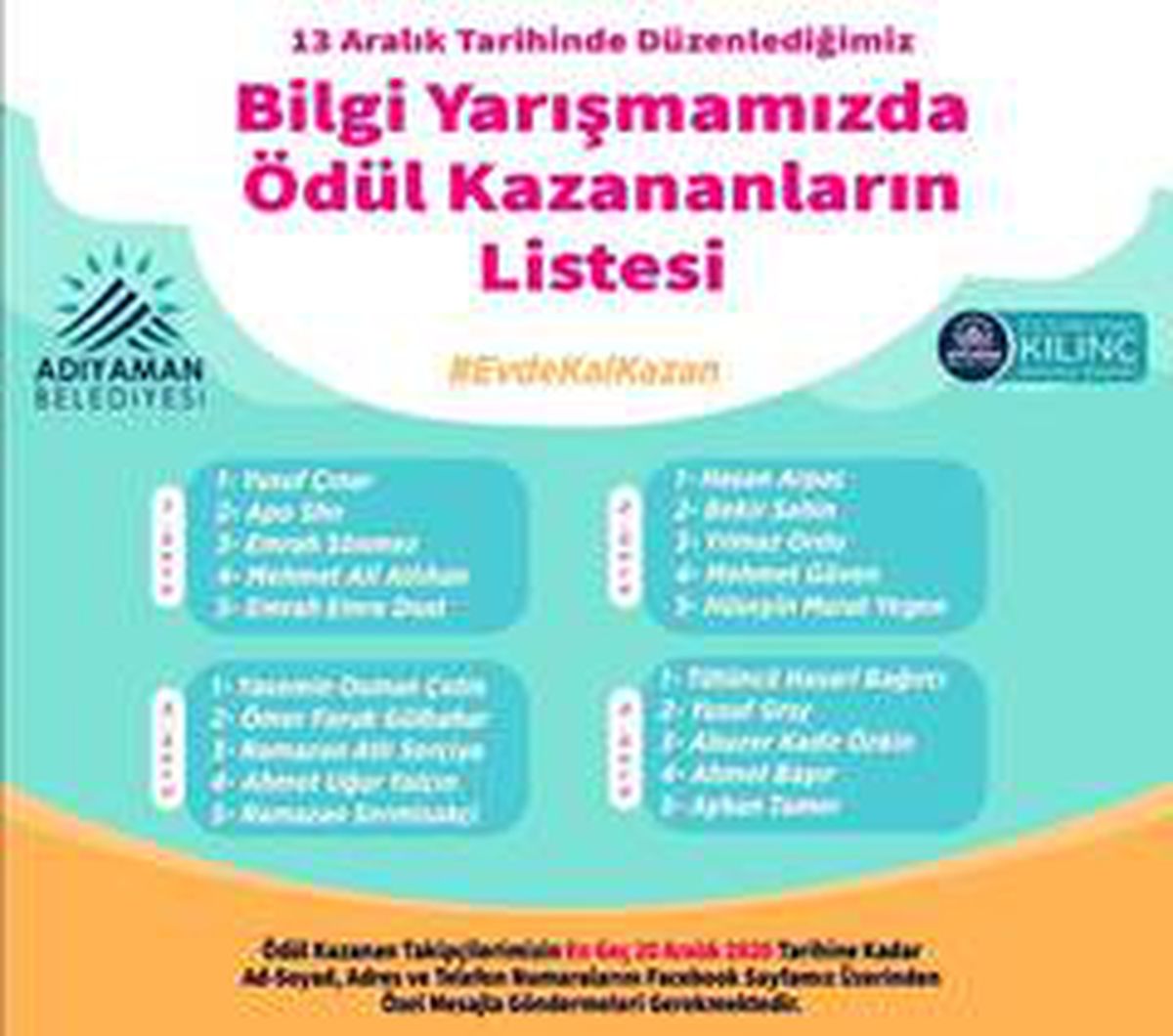 Son dakika haber | Bilgi yarışmasını kazananlar belli oldu
