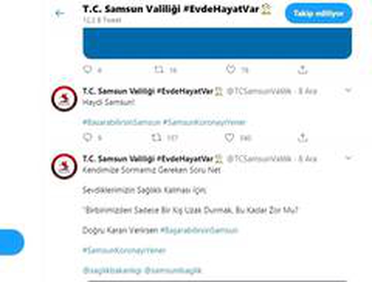 Samsun\'da sosyal medyada korona farkındalık etkinliği
