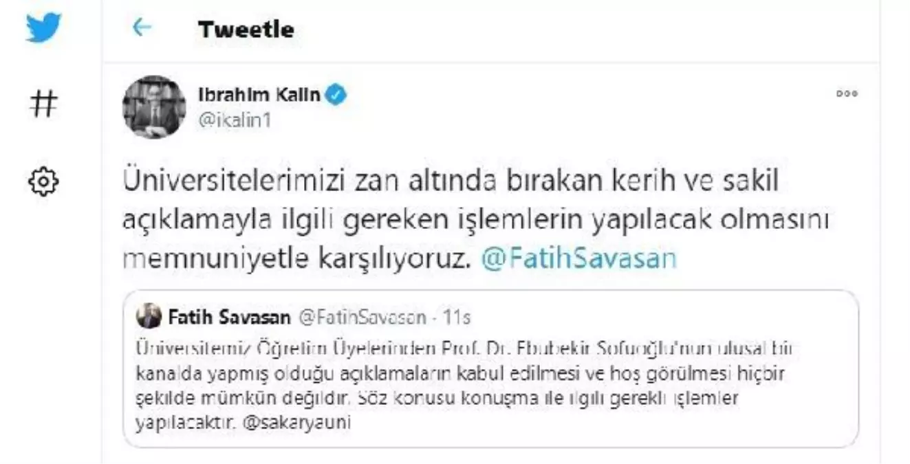 ?İbrahim Kalın: Gereken işlemlerin yapılacak olmasını memnuniyetle karşılıyoruz