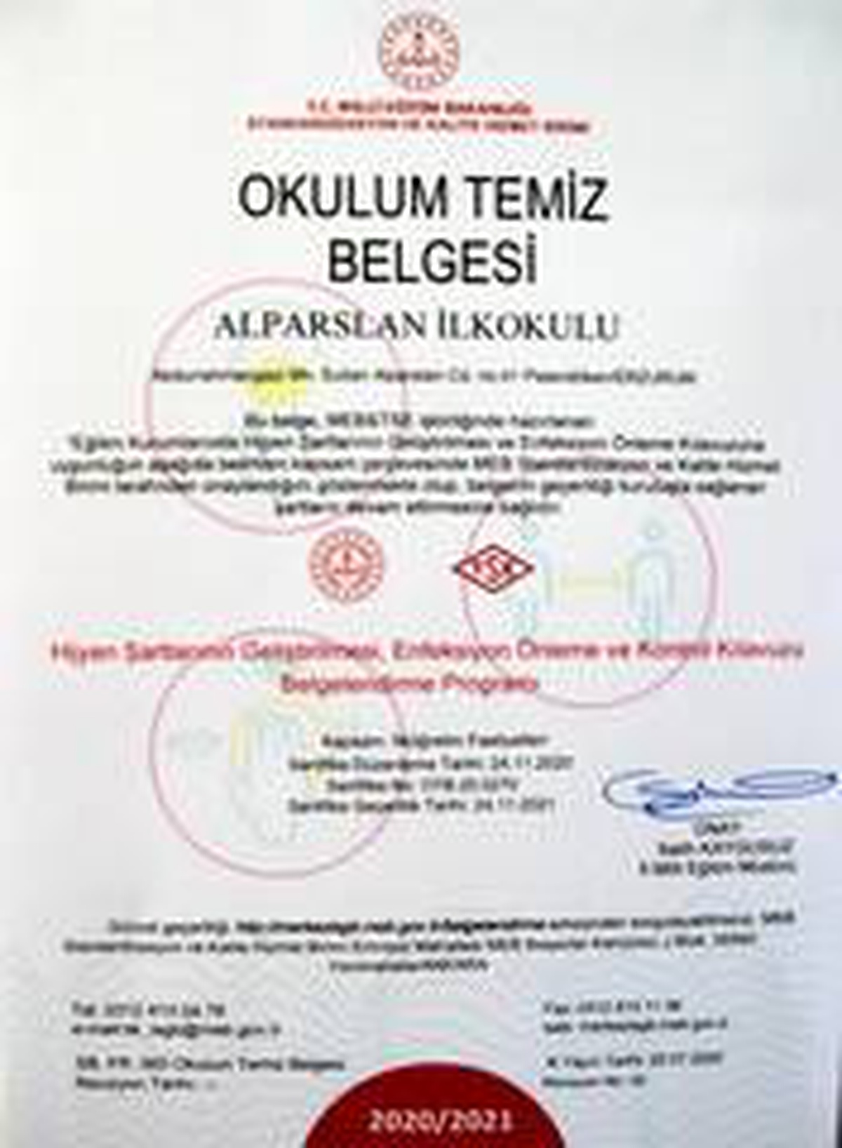 Erzurum\'da 504 Okul "Okulum Temiz" belgesi aldı