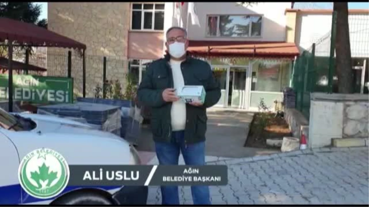 Ağın ilçesinde drone ile maske dağıtıldı