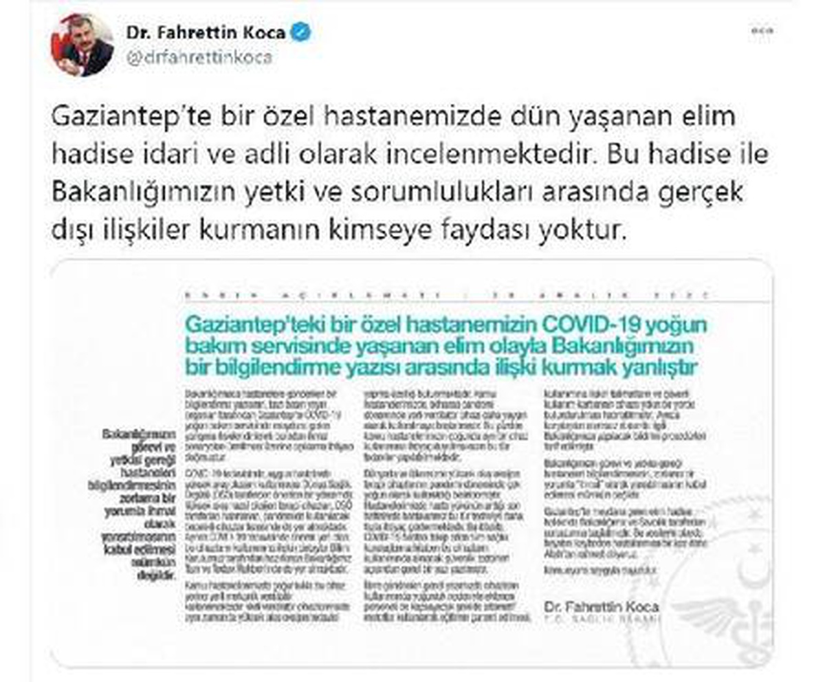 Son dakika haber: Bakan Koca\'dan "ventilatör cihazlarının kullanımına ilişkin genelge" ile ilgili açıklama Açıklaması