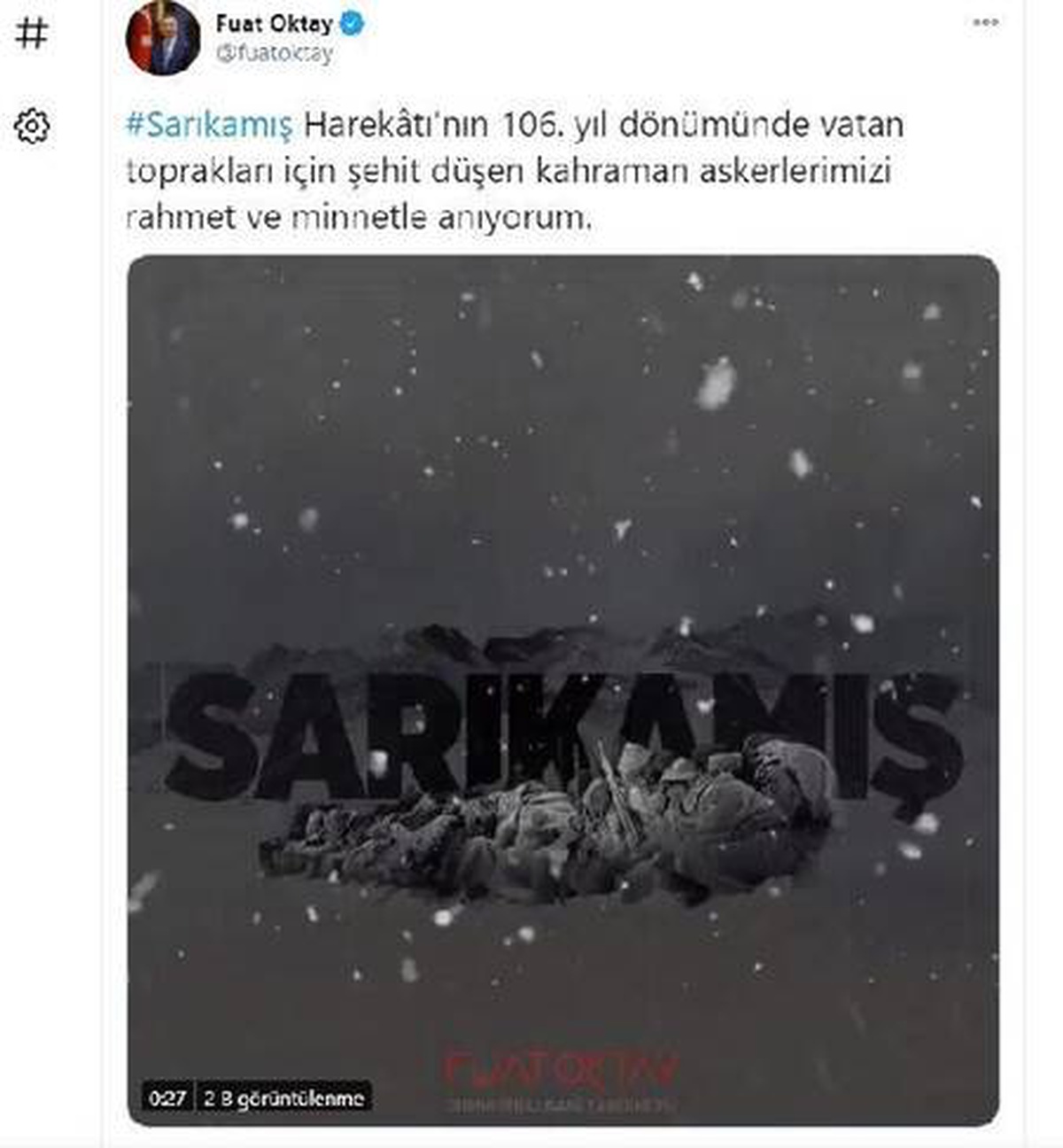 Cumhurbaşkanı Yardımcısı Oktay\'dan \'Sarıkamış\' mesajı