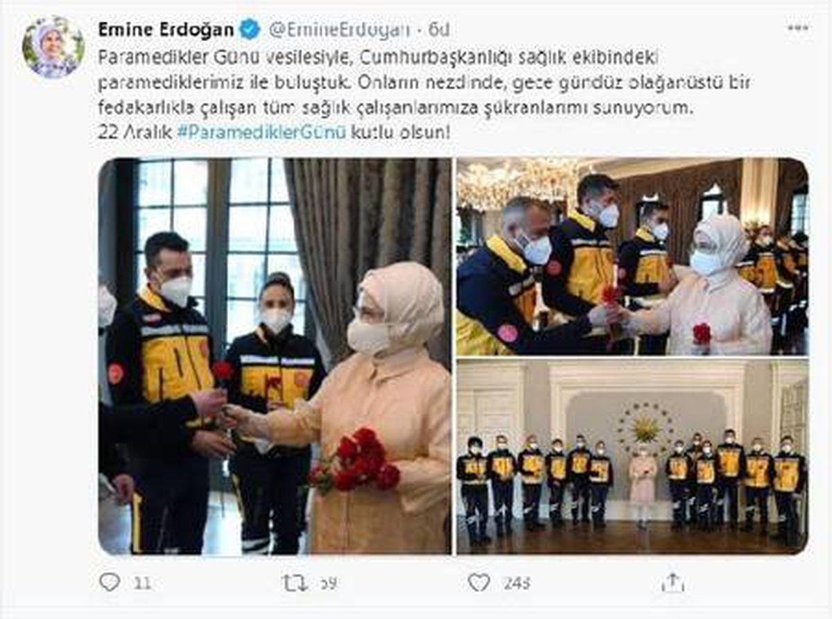 Emine Erdoğan, paramediklerin günlerini kutladı