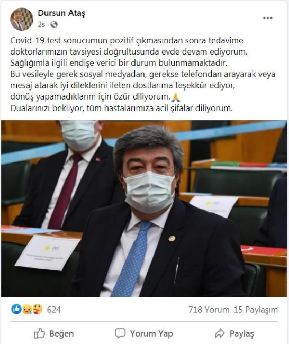 Son dakika gündem: İYİ Parti Kayseri Milletvekili Dursun Ataş, koronavirüse yakalandı