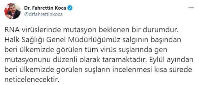 Son Dakika! Sağlık Bakanı Koca: Eylül ayından beri tüm virüs türleri incelenmektedir