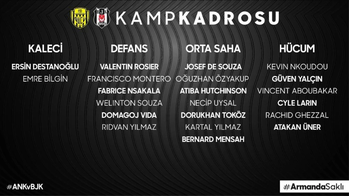 Beşiktaş\'ta Ankaragücü maçının kamp kadrosu belli oldu