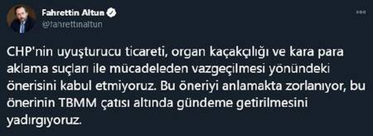 Fahrettin Altun: CHP\'nin önerisini kabul etmiyoruz