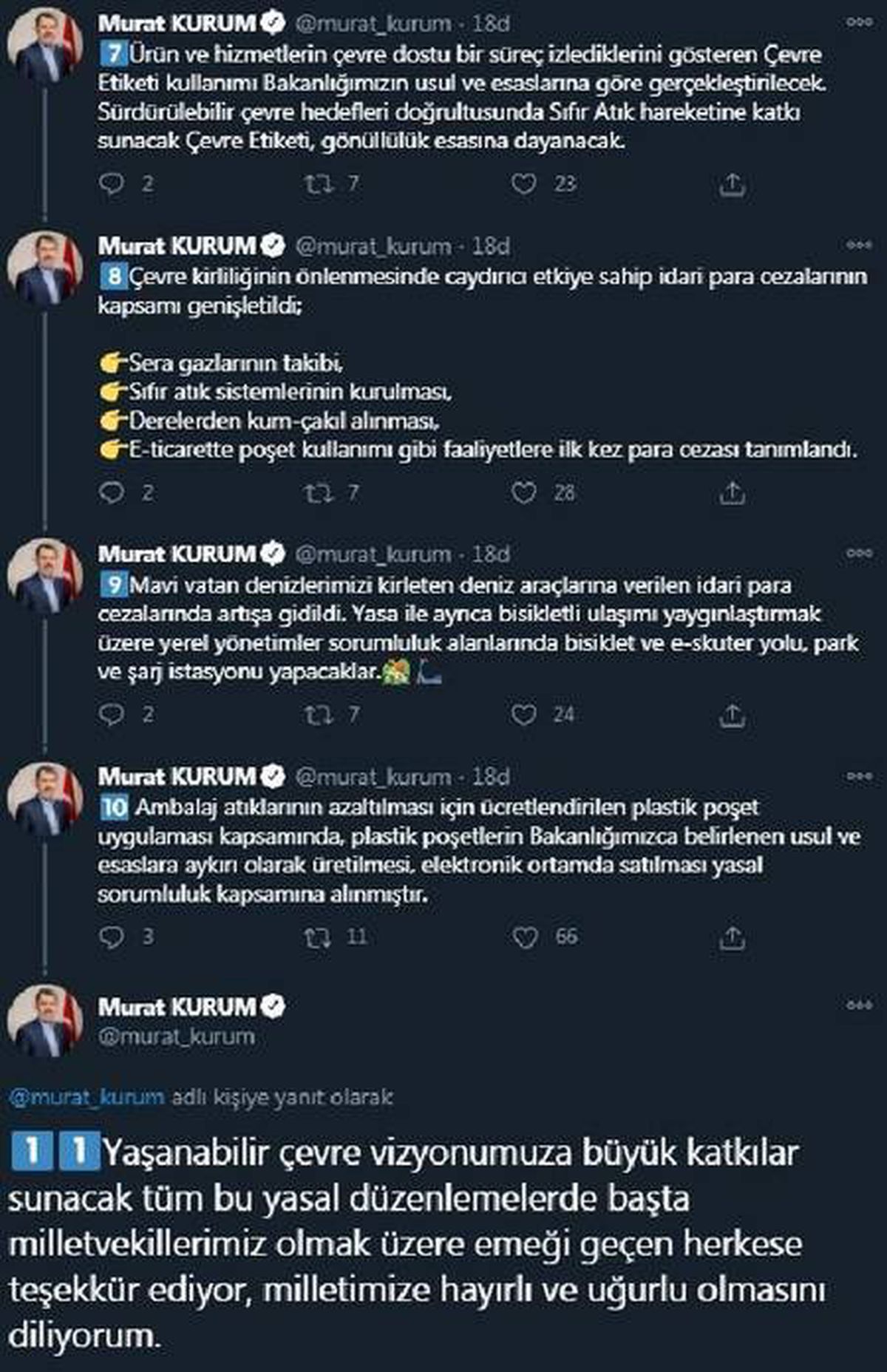Bakan Kurum'dan çevreye ilişkin düzenlemeler içeren kanuna dair değerlendirme Açıklaması
