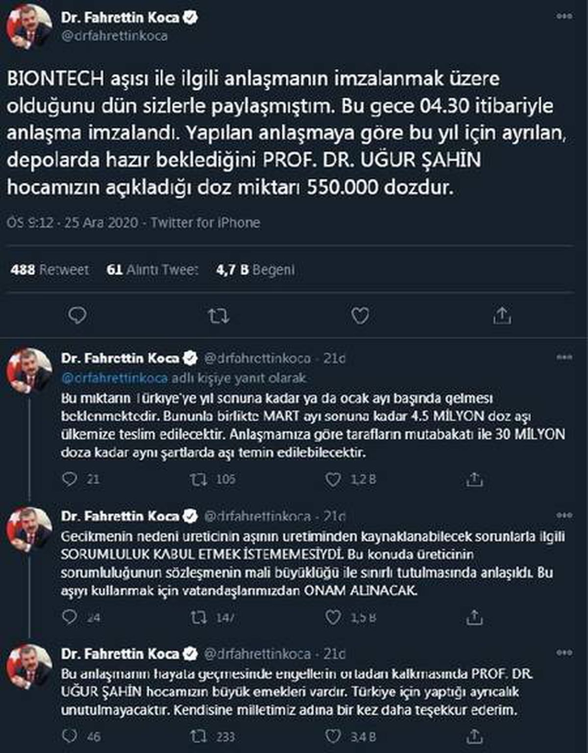 Son dakika haberi... Sağlık Bakanı Fahrettin Koca, BioNTec ile aşı anlaşmasının imzalandığını duyurdu Açıklaması