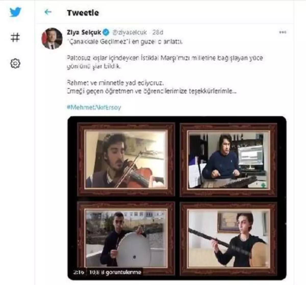 Son dakika: Bakan Selçuk, Mehmet Akif'i öğrencilerin hazırladığı kliple andı