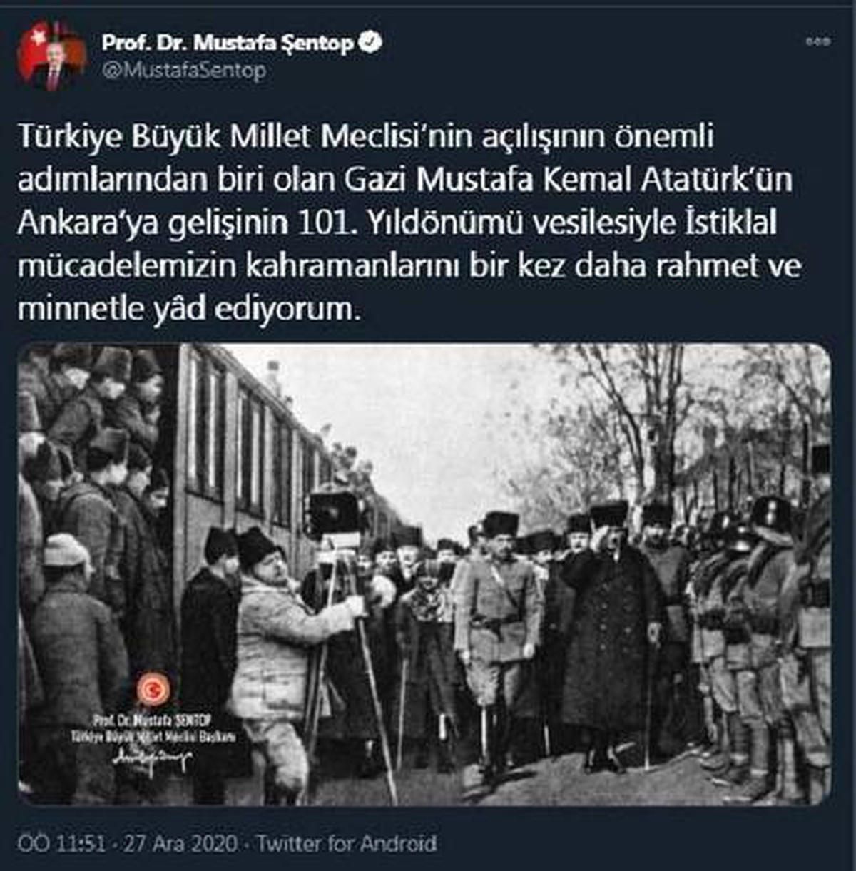 TBMM Başkanı Şentop\'tan, Atatürk ve Ersoy mesajı
