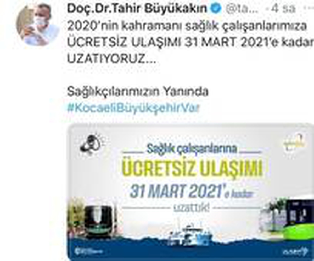 Sağlık çalışanlarının ücretsiz ulaşım hizmeti tarihi uzatıldı