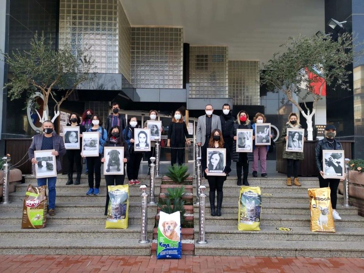 Nazilli\'de hayvanseverler kadına şiddete dikkat çekti