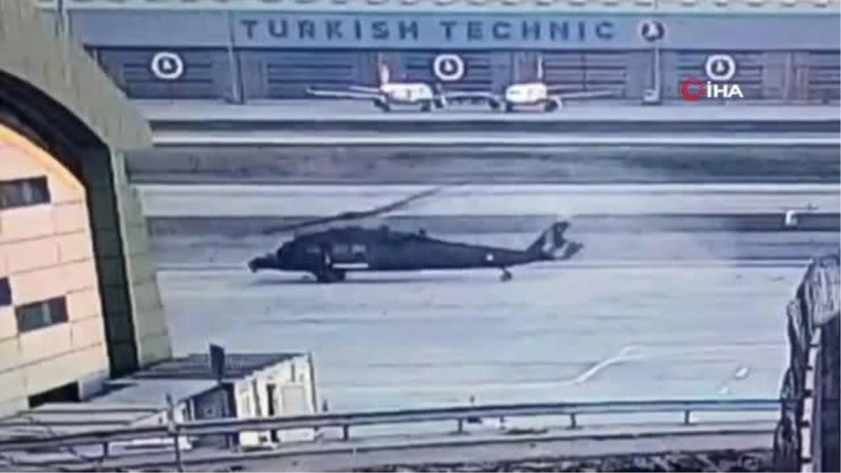 Havalimanındaki helikopter kaza anı kamerada