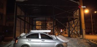 Kısıtlama saatinde etkili olan lodos iş yeri duvarını yıktı