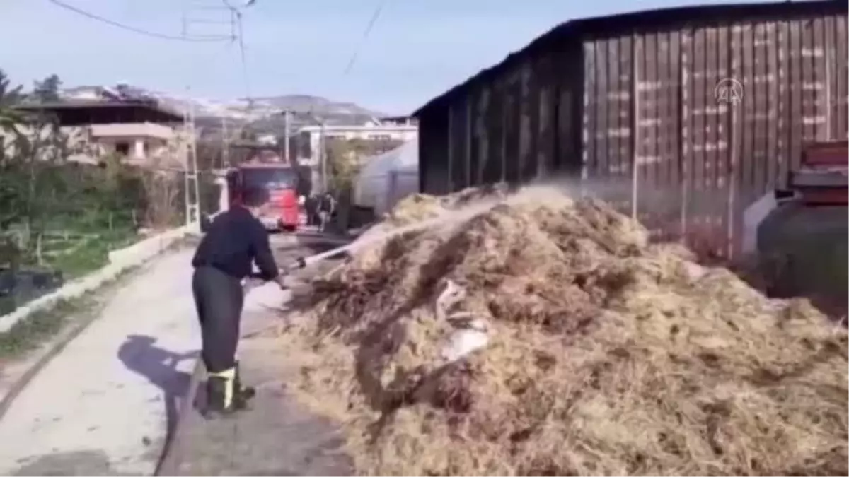 Saman ve buğday yüklü depoda çıkan yangın söndürüldü