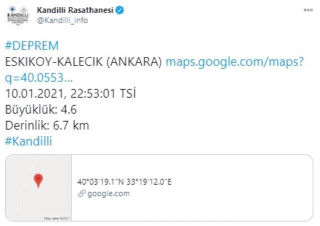 Son Dakika: Ankara'da 4.5 büyüklüğünde deprem