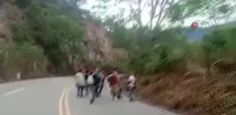 ABD'ye gitmek için yola çıkan Honduraslı göçmenler Meksika'ya doğru ilerliyor