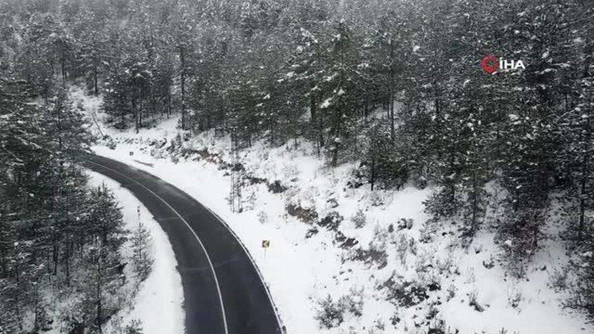 Beyaza boyanan doğa harikası yaylada çamların güzelliği mest etti