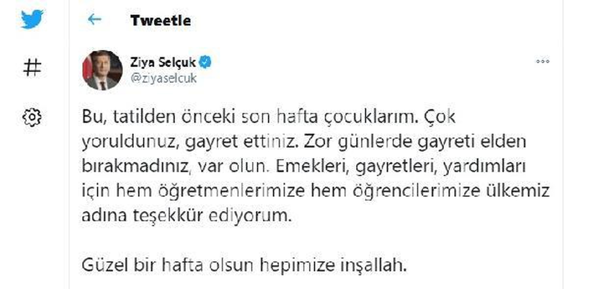Son dakika haberleri... Bakan Selçuk\'tan, öğretmen ve öğrencilere teşekkür
