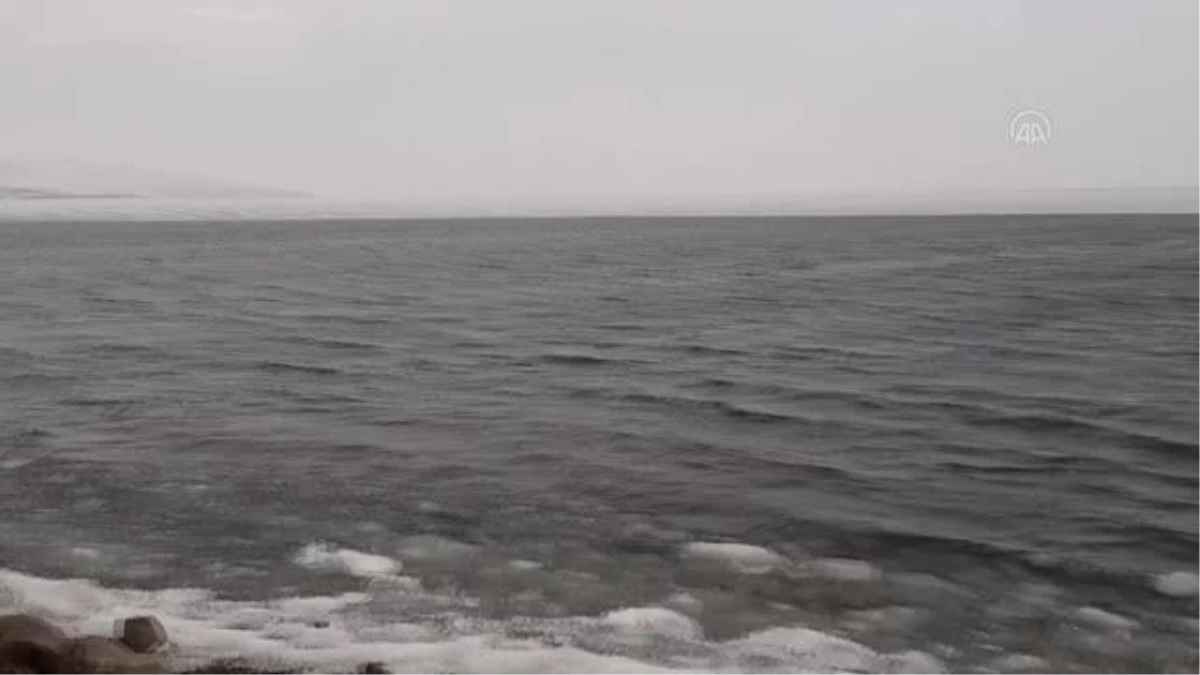 Çıldır Gölü\'nü kaplayan buz tabakası kısmen eriyip parçalandı