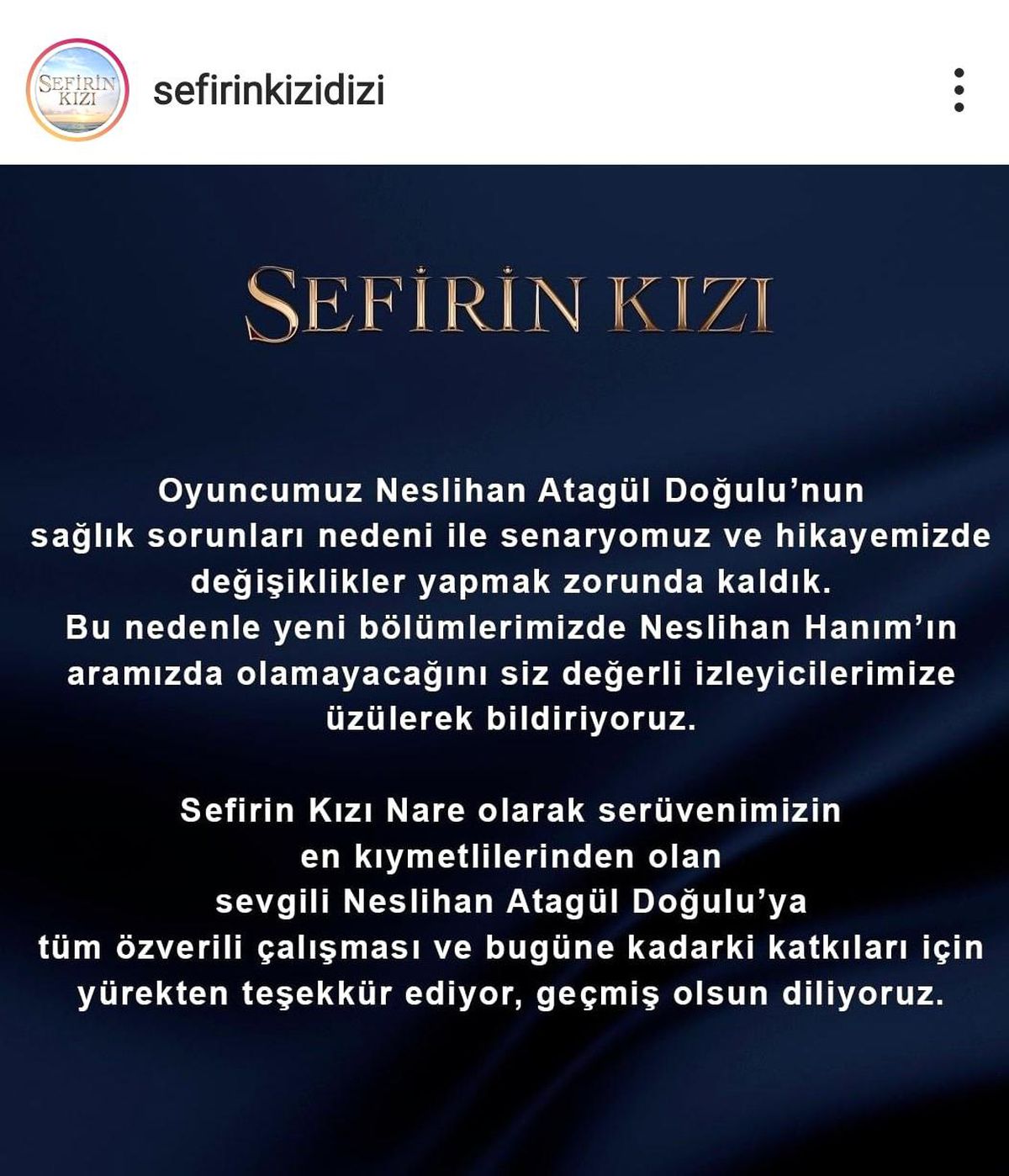 Neslihan Atagül\'ün vedasından sonra yapım şirketinden ilk açıklama