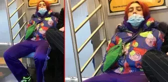 Bu kez metroyu seçti: Yayılarak oturdu