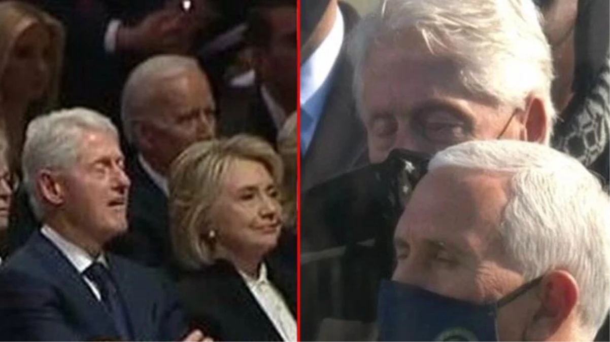 Bush\'un cenazesinde uyuduğu görüntülerle hatırlanan Bill Clinton, Biden\'ın yemin töreninde de uyuyakaldı