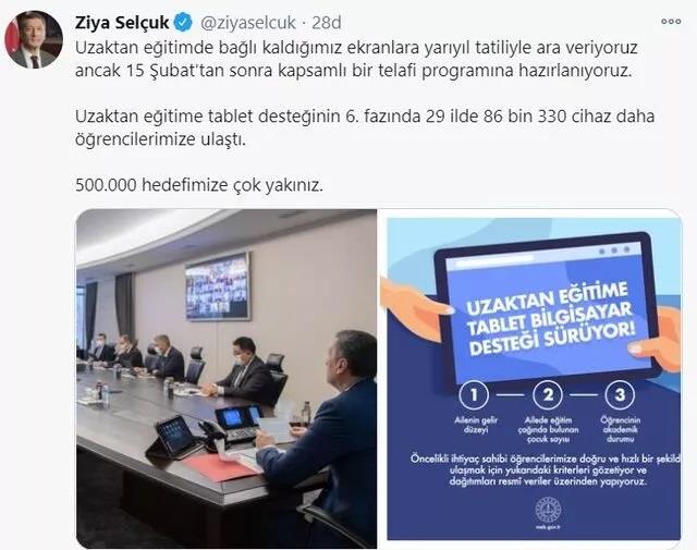 Milli Eğitim Bakanı Selçuk: 15 Şubat'tan sonra kapsamlı bir telafi programına hazırlanıyoruz