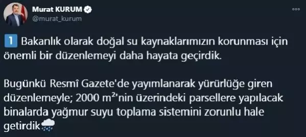 Kuraklık tehlikesi sonrası yeni düzenleme hayata geçti! Binalarda yağmur suyu toplama sistemi artık zorunlu