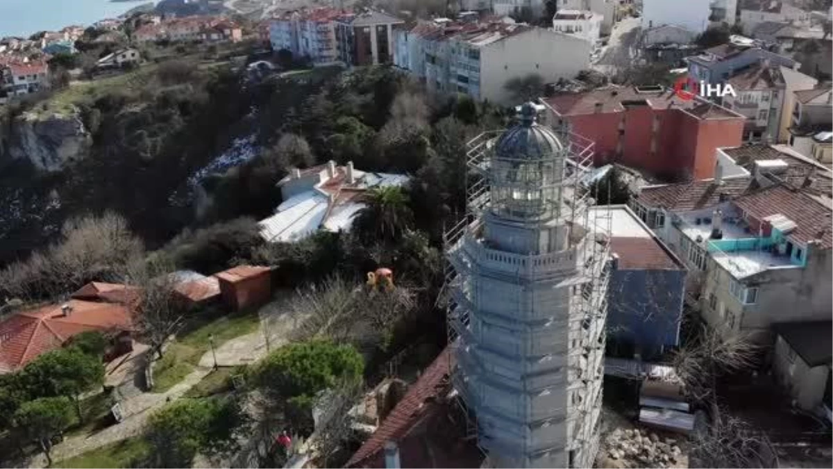 162 yıllık Şile Feneri\'ndeki restorasyon çalışmaları görüntülendi