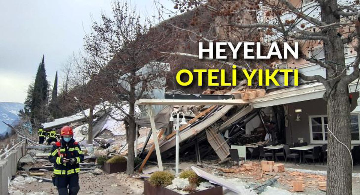 Heyelan, oteli yıktı