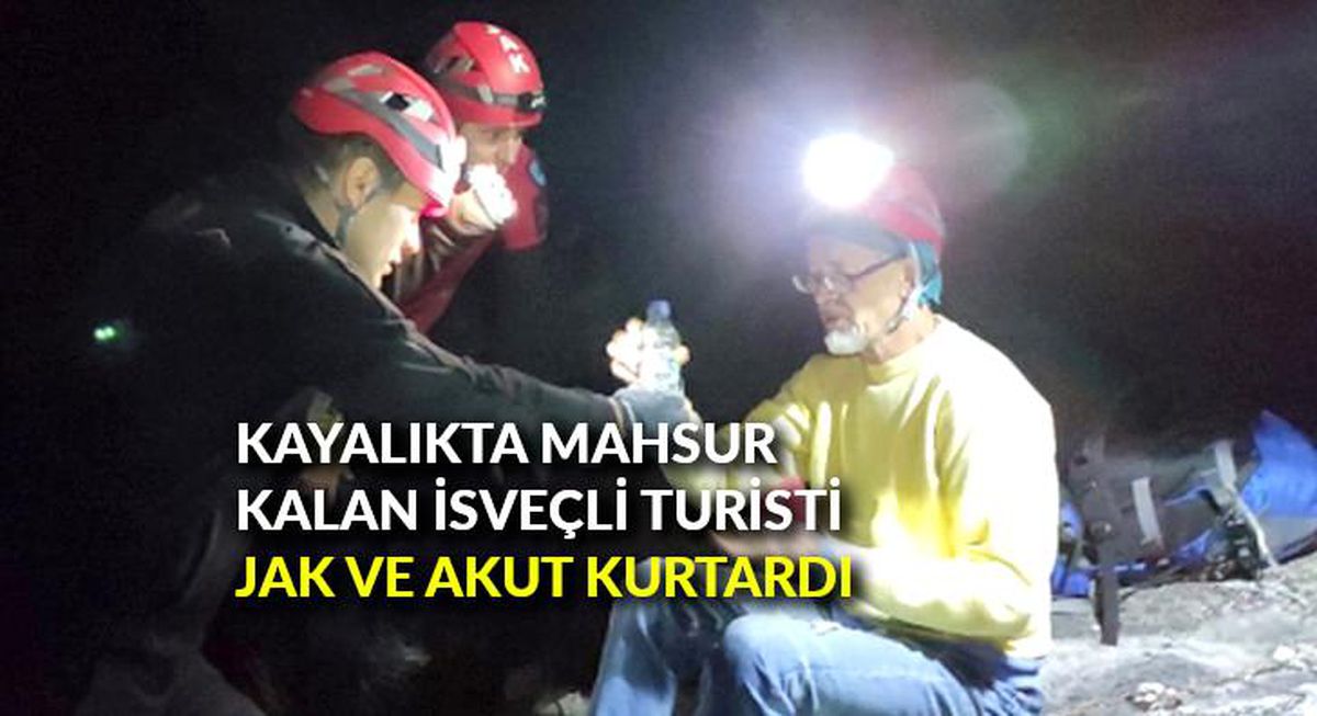 Kayalıkta mahsur kalan İsveçli turisti JAK ve AKUT kurtardı