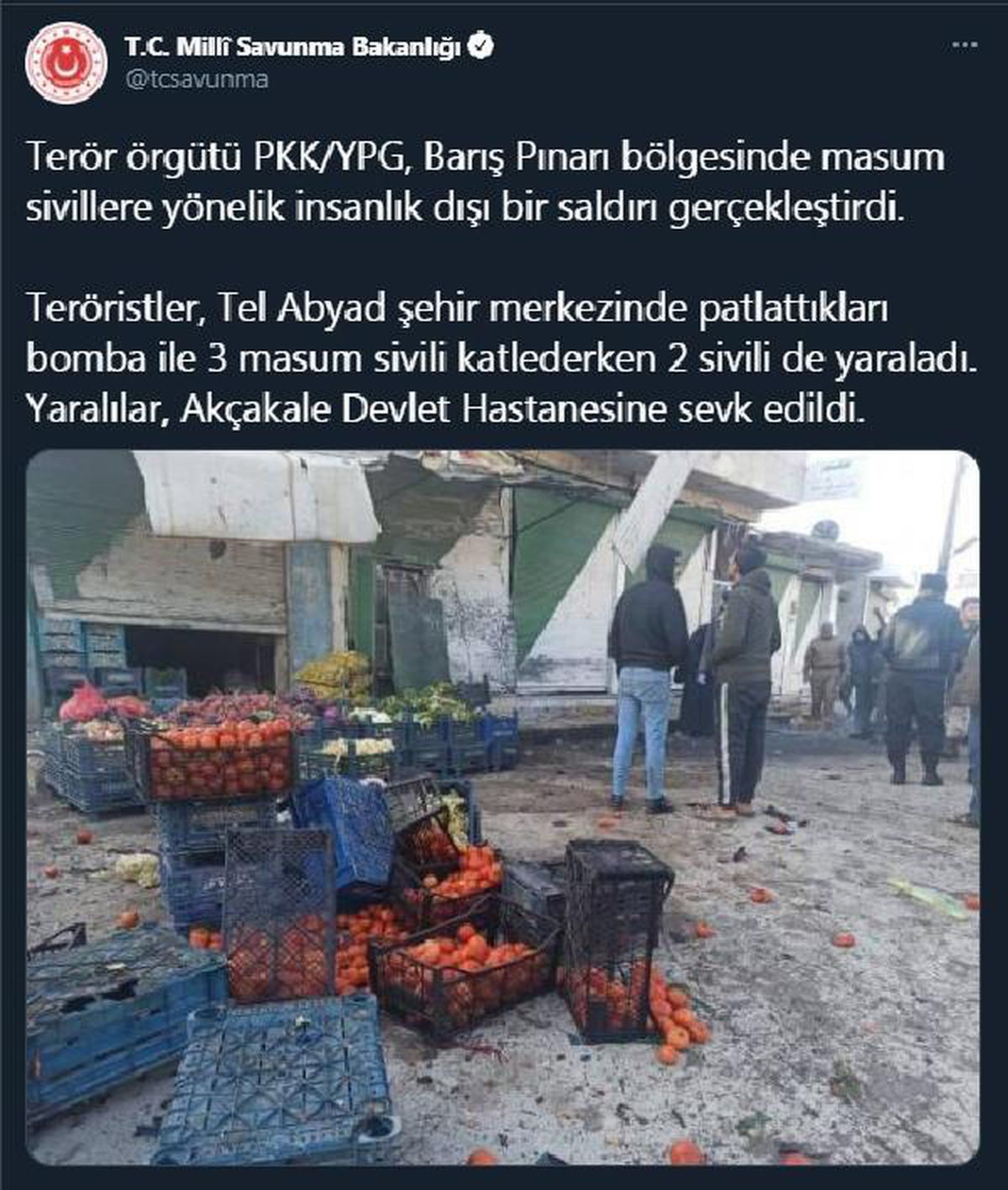 Son dakika! MSB: PKK/YPG, Tel Abyad\'da 3 masum sivili katletti