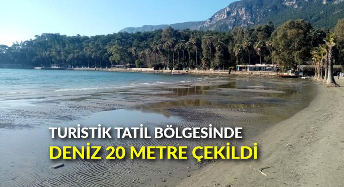 Turistik tatil bölgesinde deniz 20 metre çekildi