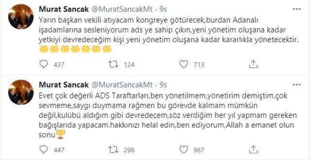 Adana Demirspor Başkanı Murat Sancak önce transfer iptal etti, sonra da görevini bıraktı