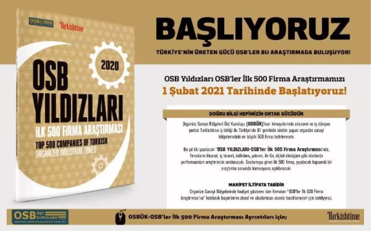 OSBÜK-OSB Yıldızları-İlk 500 Araştırması başladı