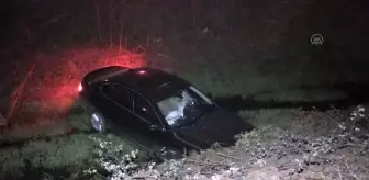 Dere yatağına devrilen otomobildeki 1 kişi yaralandı