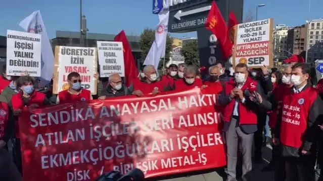 Çorum'da işten çıkarılan işçiler, İstanbul'da oturma eylemi yaptı