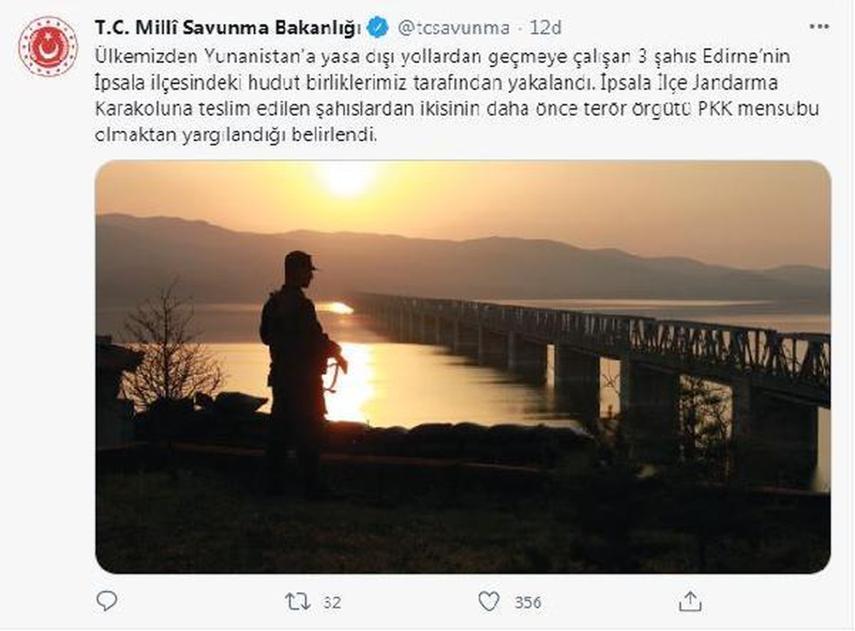 MSB: Yasa dışı yollardan Yunanistan\'a geçmeye çalışan 3 kişi yakalandı