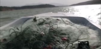 Sevişler Barajı'na kaçak kurulan 1 kilometrelik ağ imha edildi