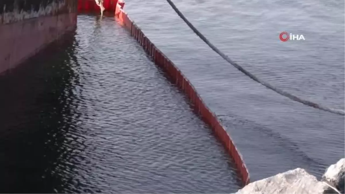 Zeytinburnu'nda yan yatan gemiye halatlı önlem