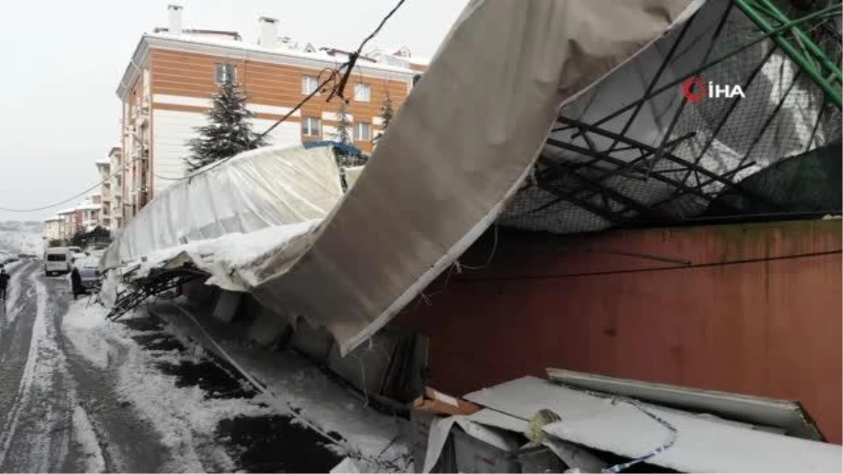 Eyüpsultan\'da spor salonunun çöken çatısı drone ile görüntülendi