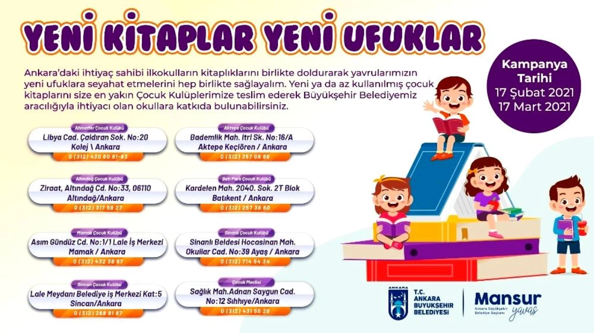 Ankara Büyükşehir Belediyesi\'nden çocuklar için kitap kampanyası
